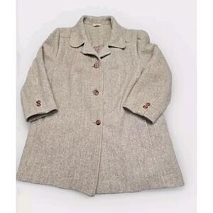 ILGWU Women's Beige Wool Blend Coat Size Large VTG Read